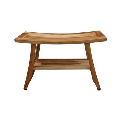 EcoDecors Satori Natural Teak Wood Shower & Bathroom Bench with Storage Shelf 28-inches wide x 18-inches High