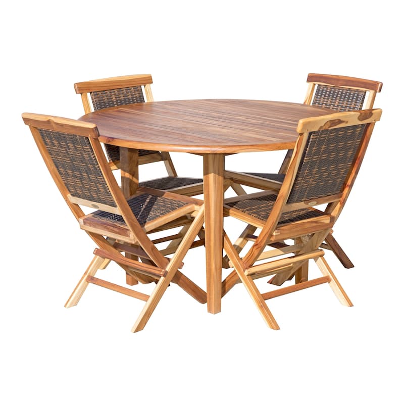 EcoDecors Oasis 48" Round Solid Teak Dining Table