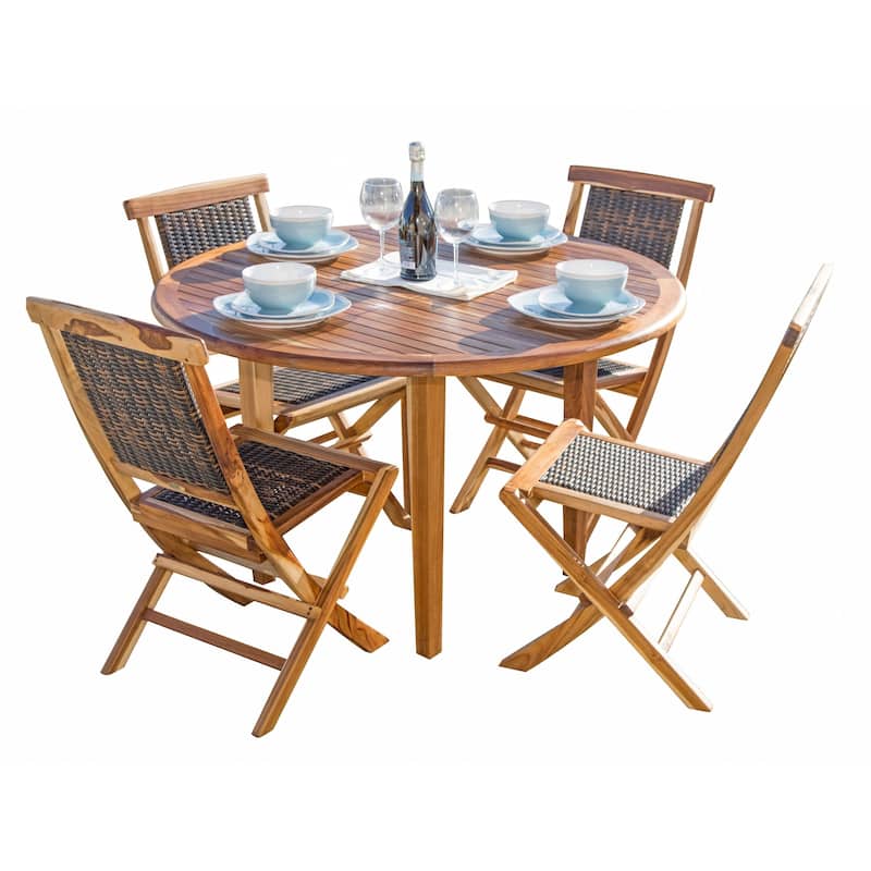 EcoDecors Oasis 48" Round Solid Teak Dining Table