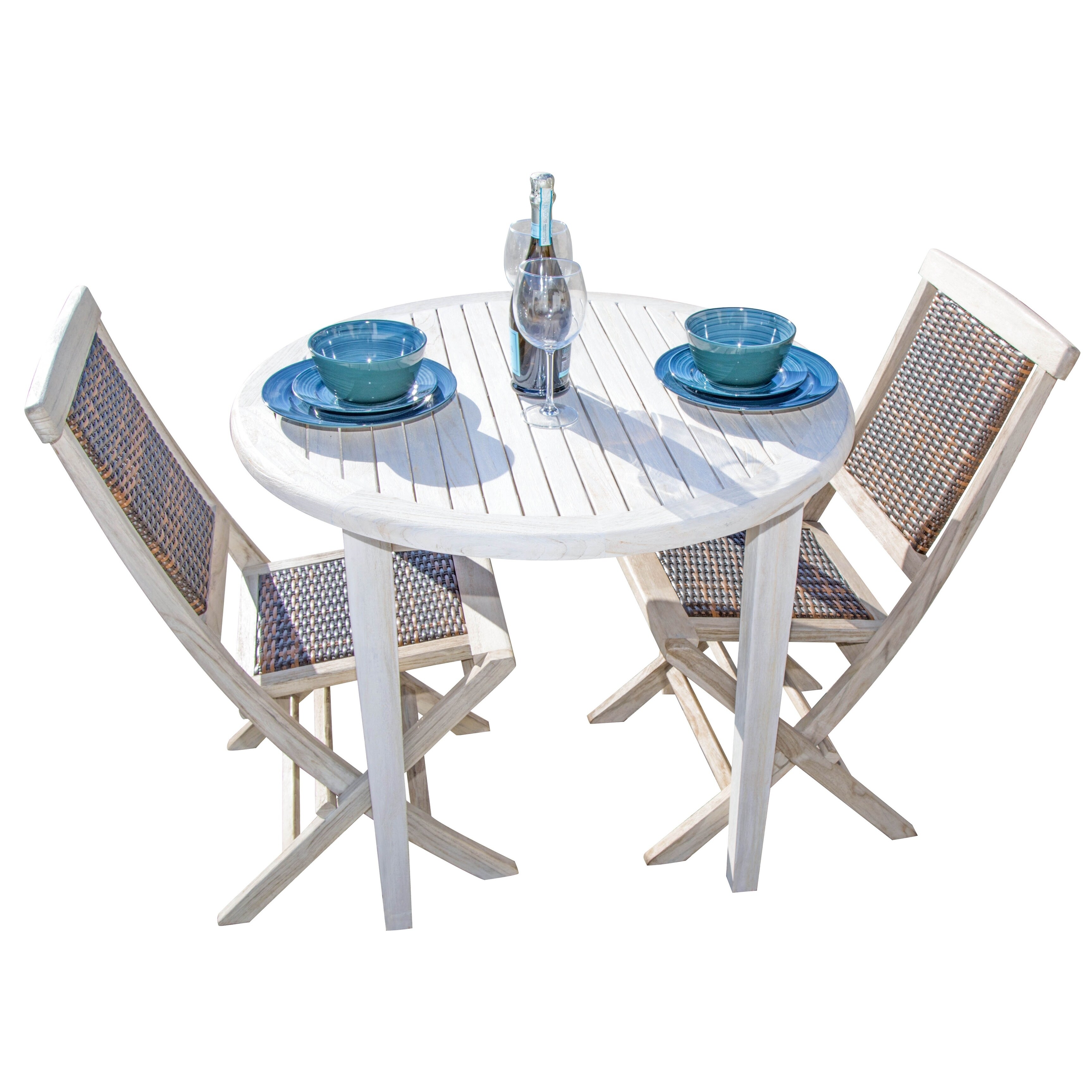 Coastalvogue Oasis 36 Round Solid Teak Dining Table Coastal Driftwood Finish Coastalvogue Oasis 36 Round Solid Teak Dining Table Coastal Driftwood Finish