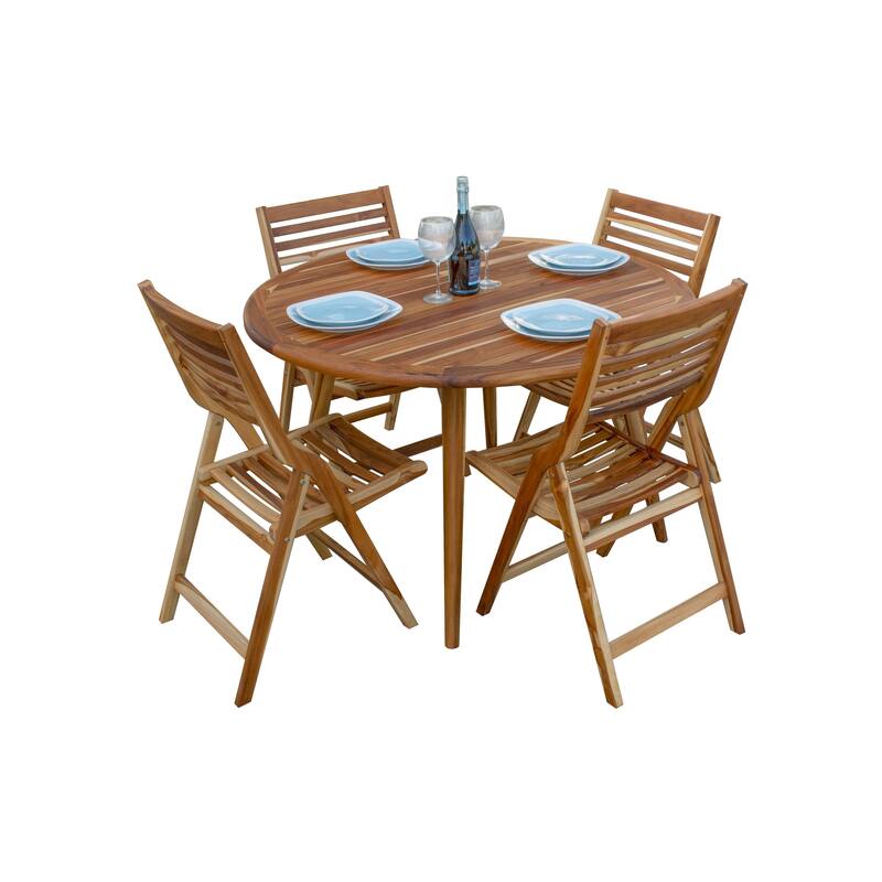 EcoDecors 48" Round Solid Dark Teak Dining Table - EarthyTeak Finish