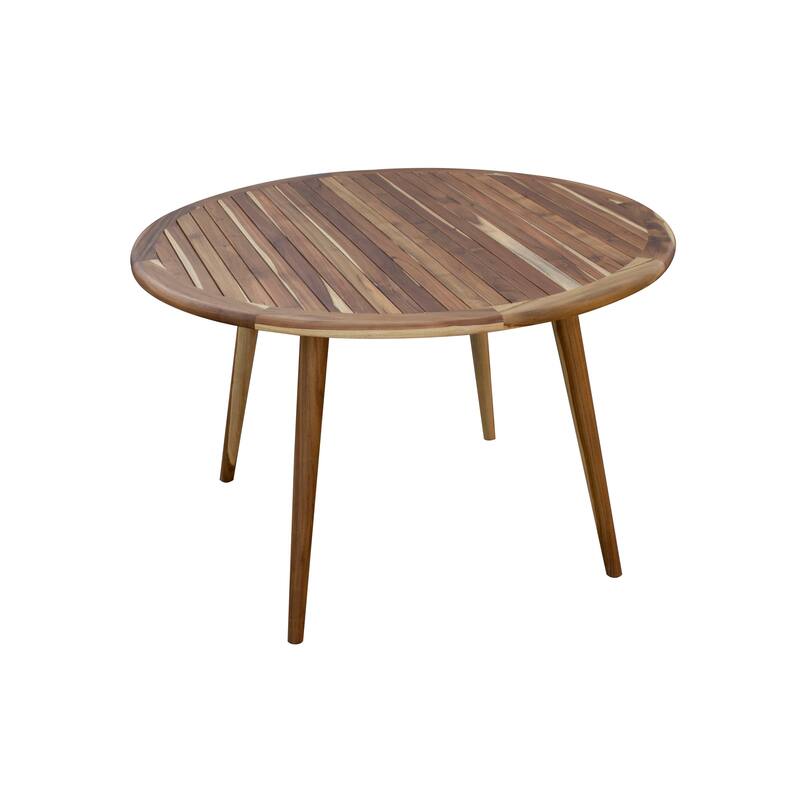 EcoDecors 48" Round Solid Dark Teak Dining Table - EarthyTeak Finish