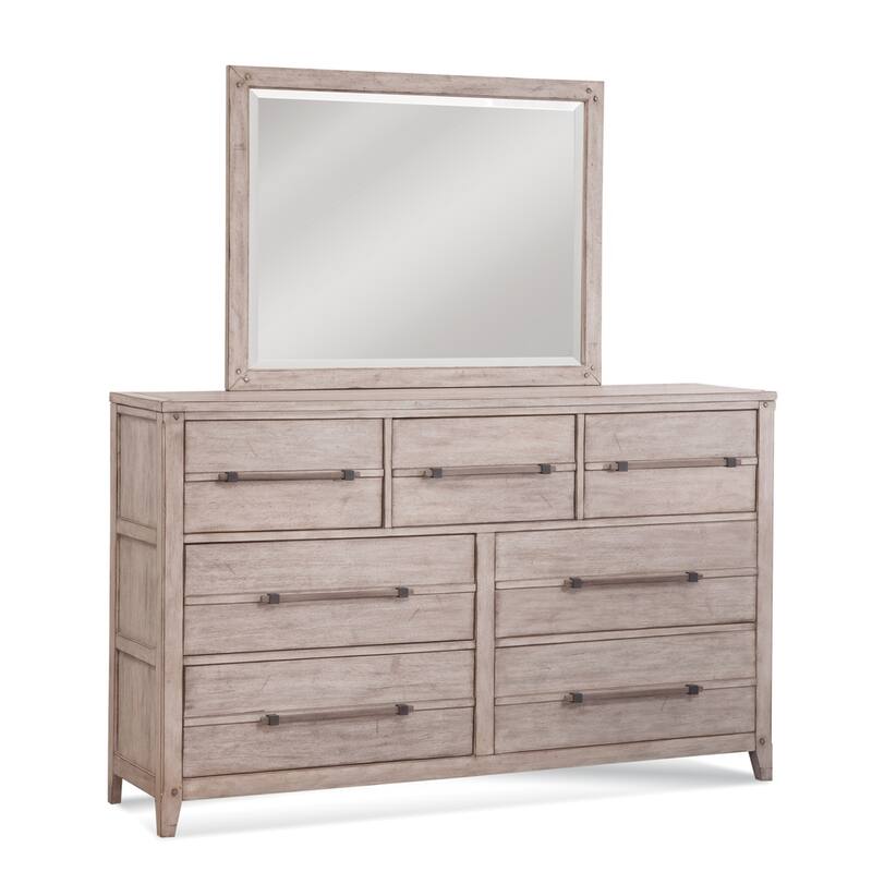 Asher 7-Drawer Dresser and Mirror - Antique Whitewash