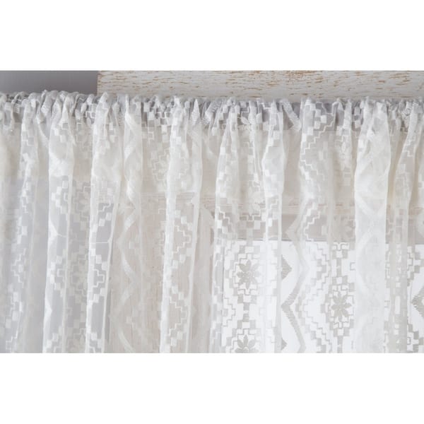 Porch Den Claudia Sheer Diamond Lace Curtain Panels Set Of 2 Overstock 28301331
