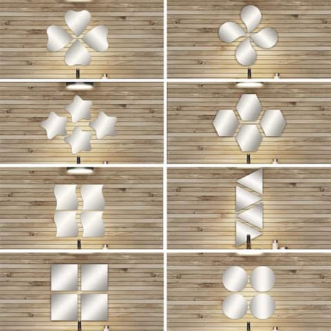 Small Decorative Wall Self Adhesive Shaped Mirrors - Set of 4