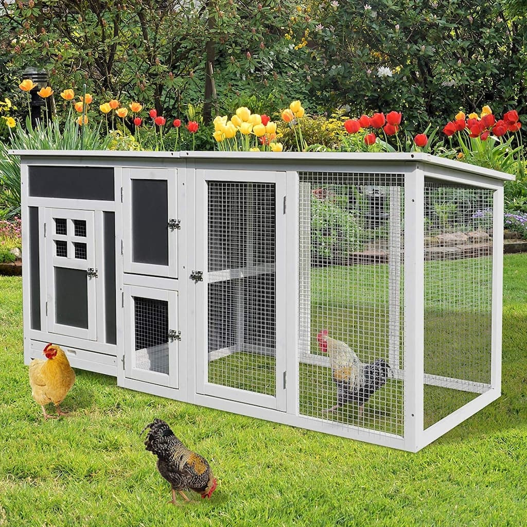 PawHut 63" Wood Large Indoor Outdoor Chicken Coop with Run& Nesting Box
