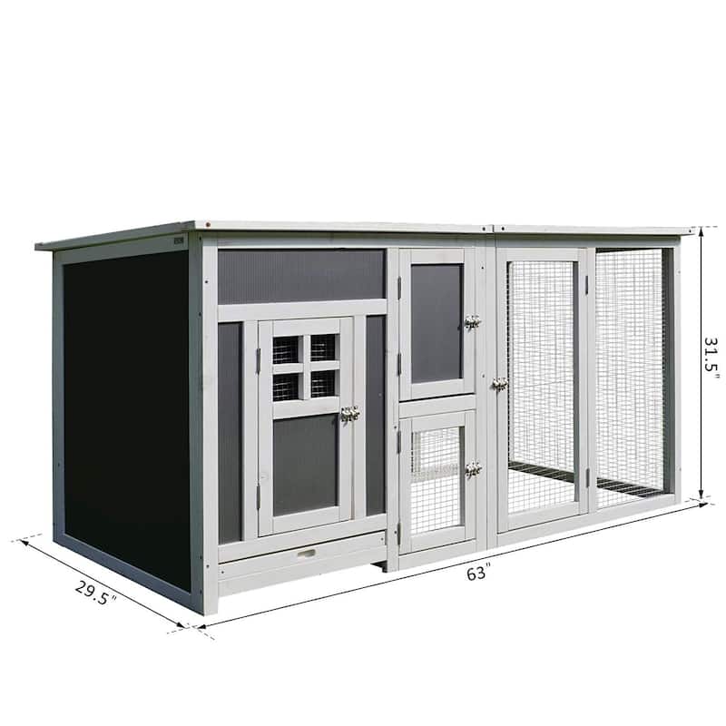PawHut 63" Wood Large Indoor Outdoor Chicken Coop with Run& Nesting Box