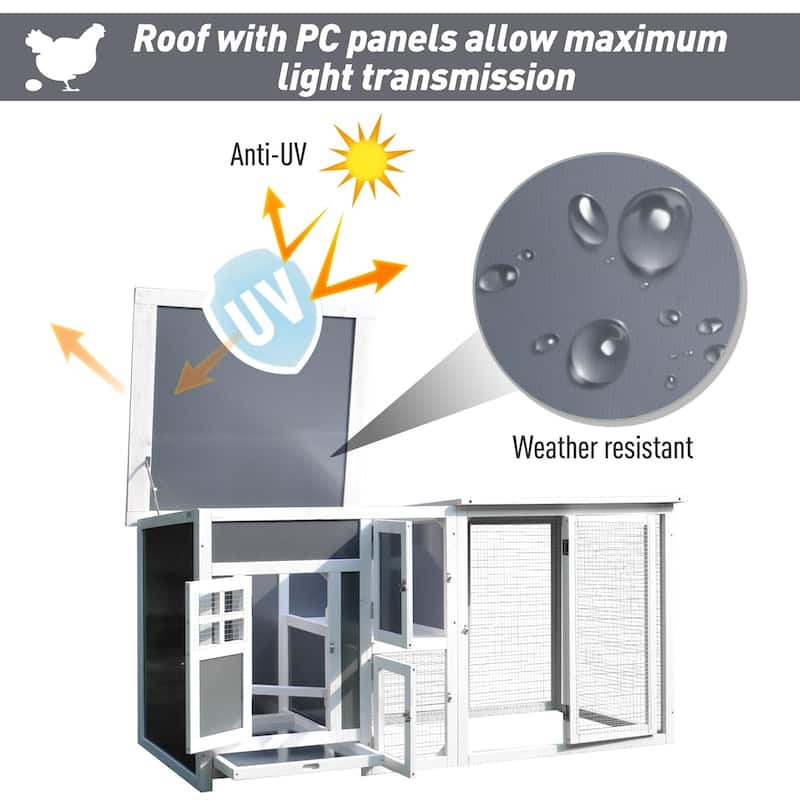 PawHut 63" Wood Large Indoor Outdoor Chicken Coop with Run& Nesting Box