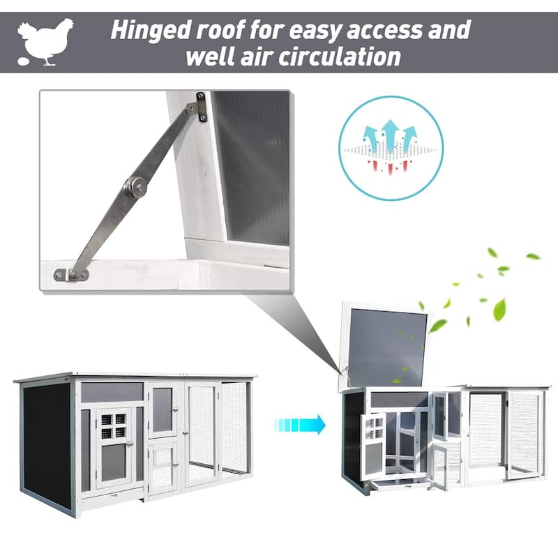 PawHut 63" Wood Large Indoor Outdoor Chicken Coop with Run& Nesting Box