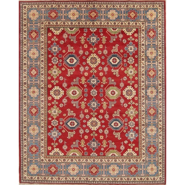 Kazak Oriental Hand-Knotted Wool Traditional Pakistani Area Rug - 10'7" x 8'4"