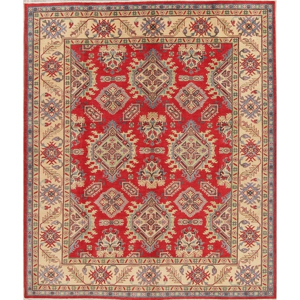 Chechen-Kazak Oriental Hand-Knotted Traditional Pakistani Area Rug - 9'10" x 8'4"