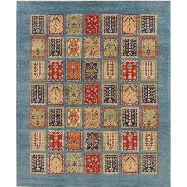 Oriental Kazak Traditional Hand-Knotted Wool Pakistani Patchwork Rug - 9'11" x 8'2"