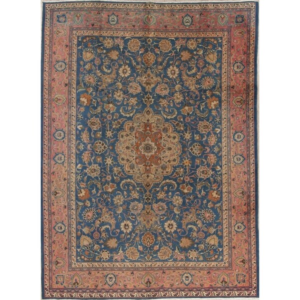 Vintage Oriental Tabriz Persian Traditional Hand Knotted Wool Area Rug - 11'5" x 8'5"