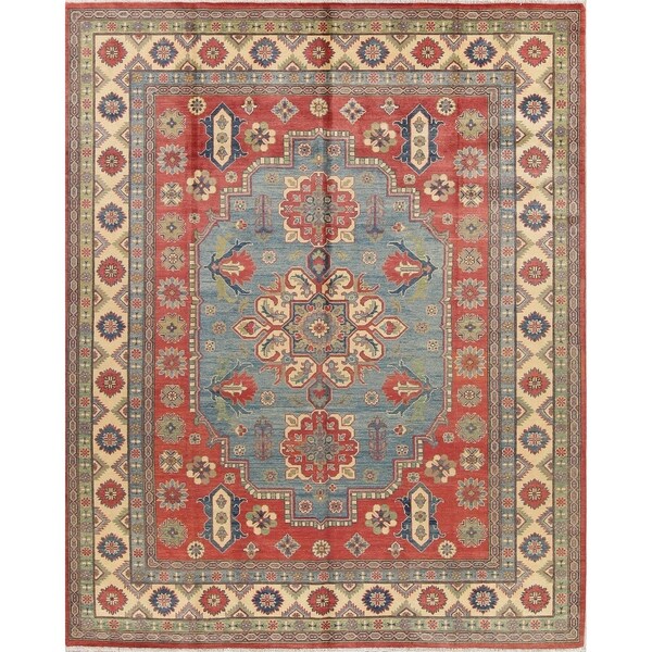 Oriental Kazak Traditional Hand-Knotted Wool Pakistani Area Rug - 10'0" x 7'11"