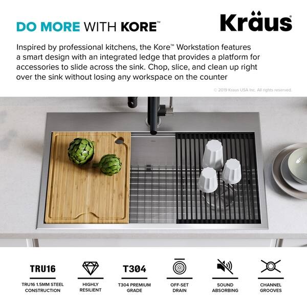 Shop Kraus Kore Workstation Drop In Stainless Steel Kitchen Sink