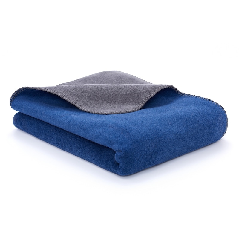 Reversible Luxury Cotton Blend Throw Blanket - Indigo Ash