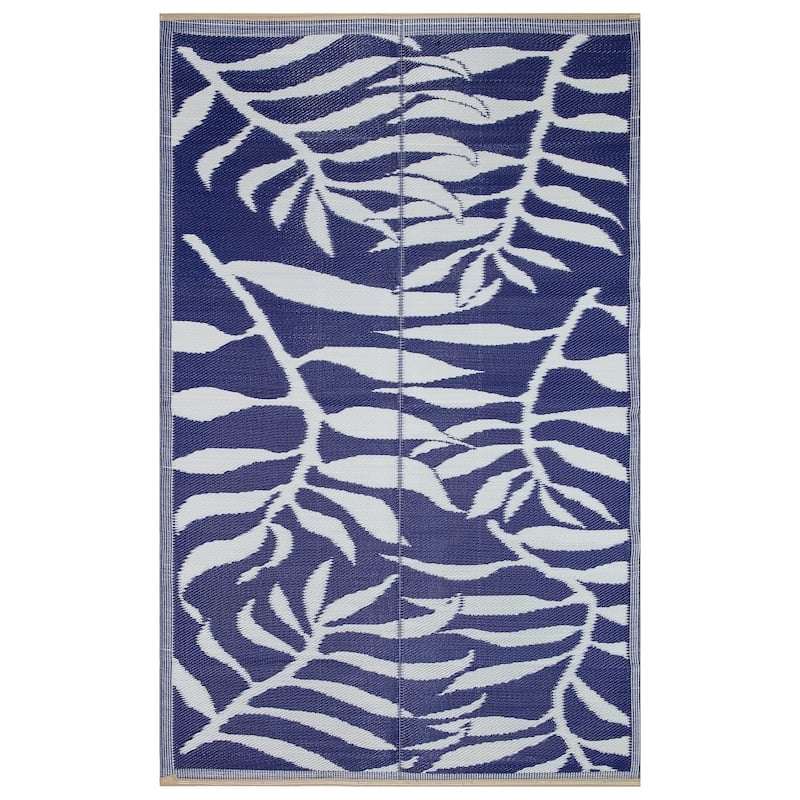 Lightweight Indoor Outdoor Reversible Area Rug -5.9 x 8.9 Feet - Leaf Pattern - N/A