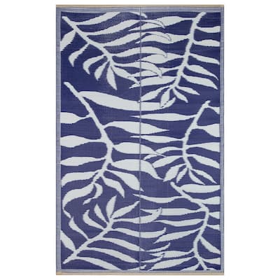 Lightweight Indoor Outdoor Reversible Area Rug -5.9 x 8.9 Feet - Leaf Pattern - N/A