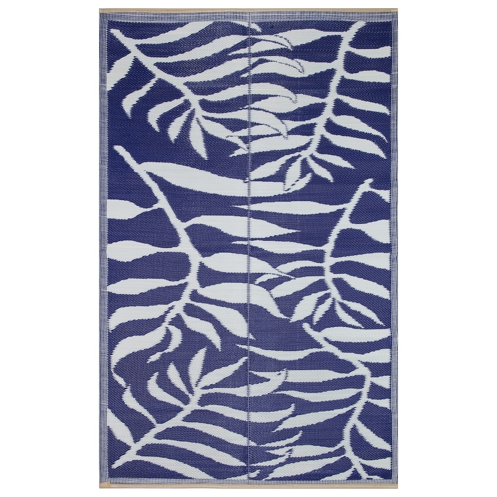Lightweight Indoor Outdoor Reversible Area Rug -5.9 x 8.9 Feet - Leaf Pattern - N/A