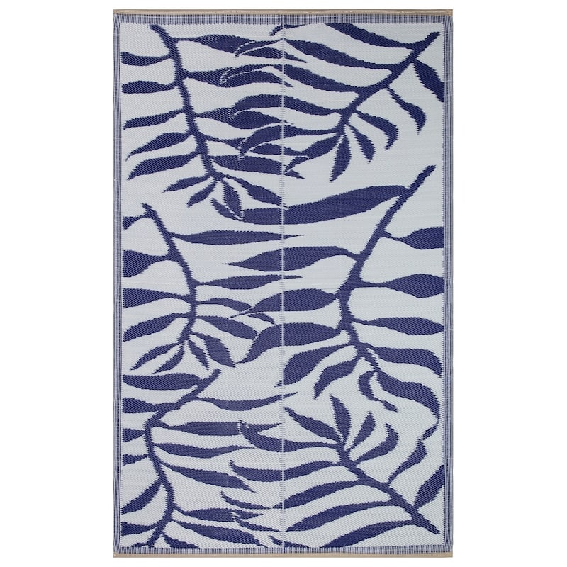 Lightweight Indoor Outdoor Reversible Area Rug -5.9 x 8.9 Feet - Leaf Pattern - N/A