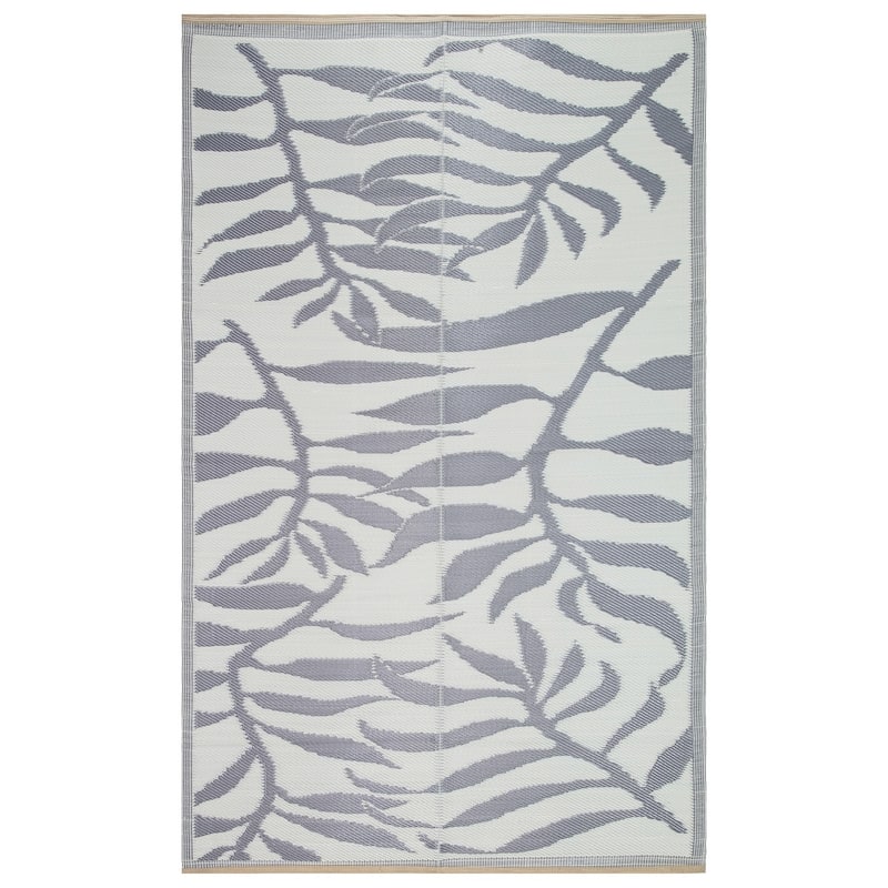 Lightweight Indoor Outdoor Reversible Area Rug -5.9 x 8.9 Feet - Leaf Pattern - N/A