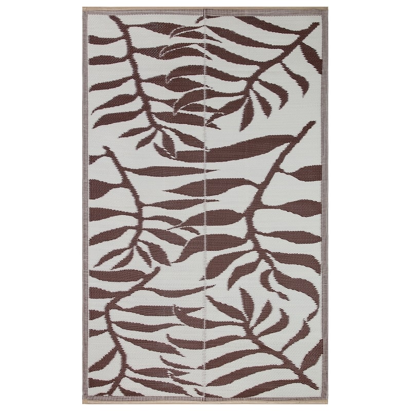Lightweight Indoor Outdoor Reversible Area Rug -5.9 x 8.9 Feet - Leaf Pattern - N/A