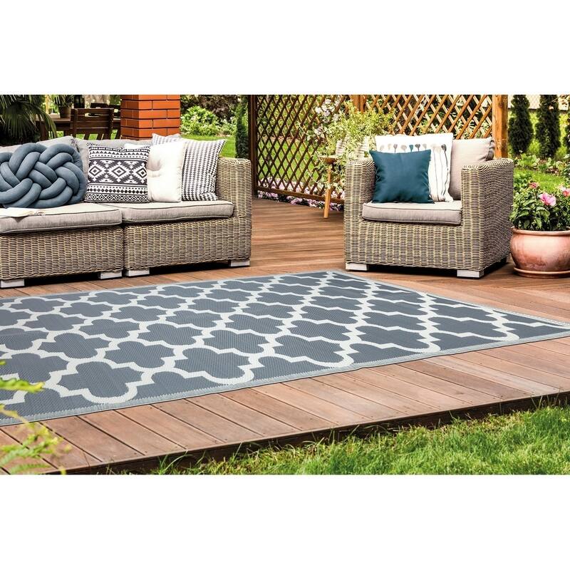 Lightweight Indoor Outdoor Reversible Area Rug - 5.9 x 8.9 Feet -Trellis - 5.9 x 8.9 - 5.9 x 8.9