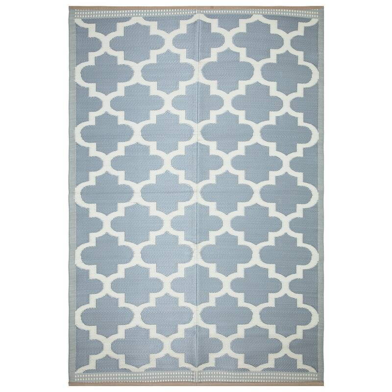 Lightweight Indoor Outdoor Reversible Area Rug - 5.9 x 8.9 Feet -Trellis - 5.9 x 8.9 - 5.9 x 8.9 - Grey