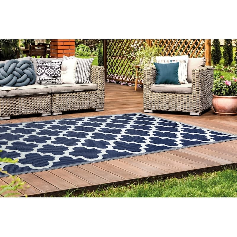 Lightweight Indoor Outdoor Reversible Area Rug - 5.9 x 8.9 Feet -Trellis - 5.9 x 8.9 - 5.9 x 8.9