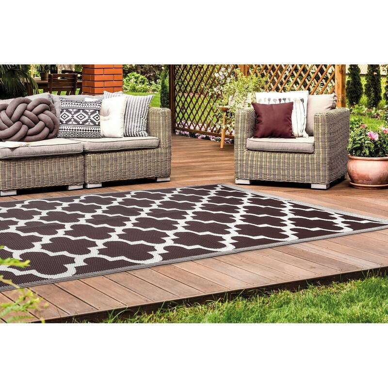 Lightweight Indoor Outdoor Reversible Area Rug - 5.9 x 8.9 Feet -Trellis - 5.9 x 8.9 - 5.9 x 8.9