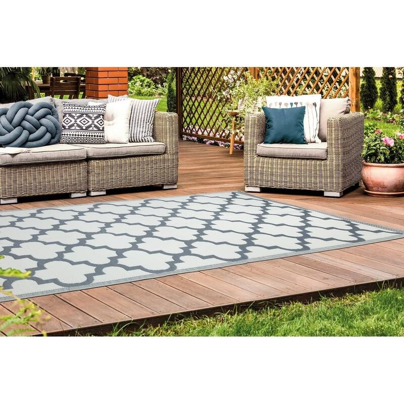 Lightweight Indoor Outdoor Reversible Area Rug - 5.9 x 8.9 Feet -Trellis - 5.9 x 8.9 - 5.9 x 8.9