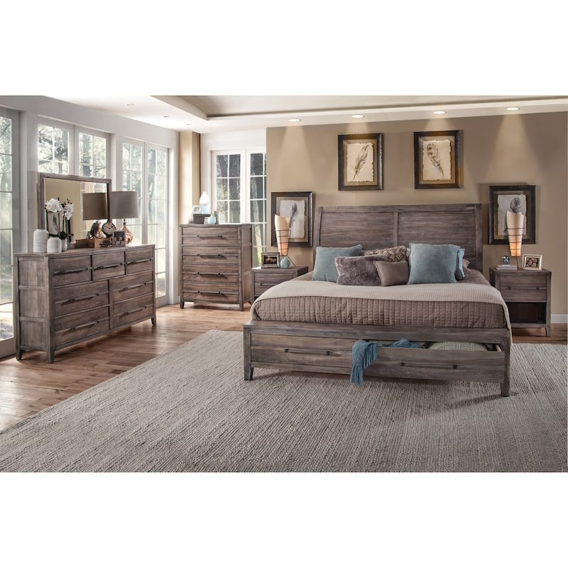 Asher Sleigh Storage Bed - Weathered Grey - King