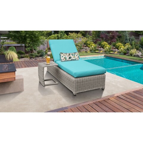 Coast Wheeled Chaise Outdoor Wicker Patio Furniture and Side Table