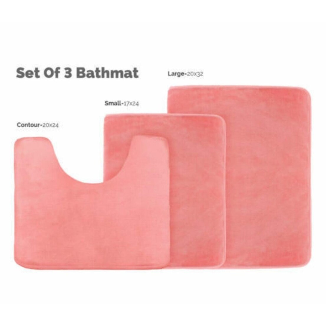 Shop 3 Piece Memory Foam Bath Mat Set Pink Free Shipping Today