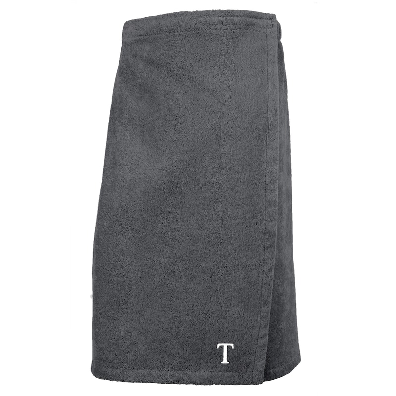 Authentic Turkish Cotton Terry Grey Monogrammed Spa and Shower Towel Wrap - Womens - Grey - T