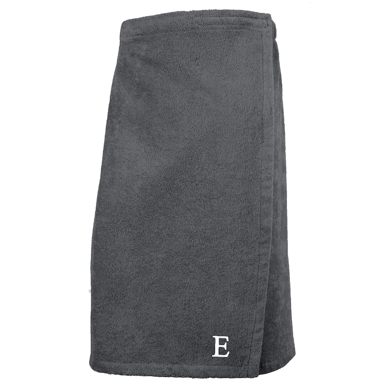 Authentic Turkish Cotton Terry Grey Monogrammed Spa and Shower Towel Wrap - Womens - Grey - E