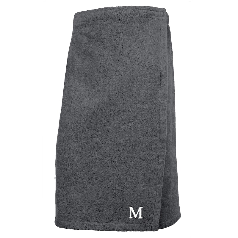 Authentic Turkish Cotton Terry Grey Monogrammed Spa and Shower Towel Wrap - Womens - Grey - M