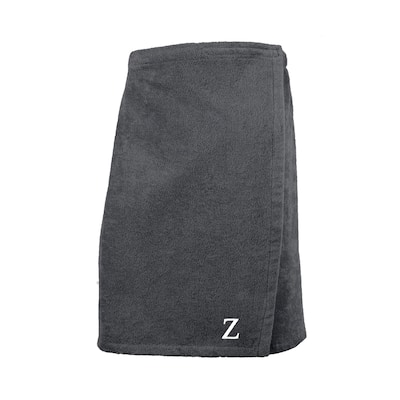 Authentic Turkish Cotton Terry Grey Monogrammed Spa and Shower Towel Wrap