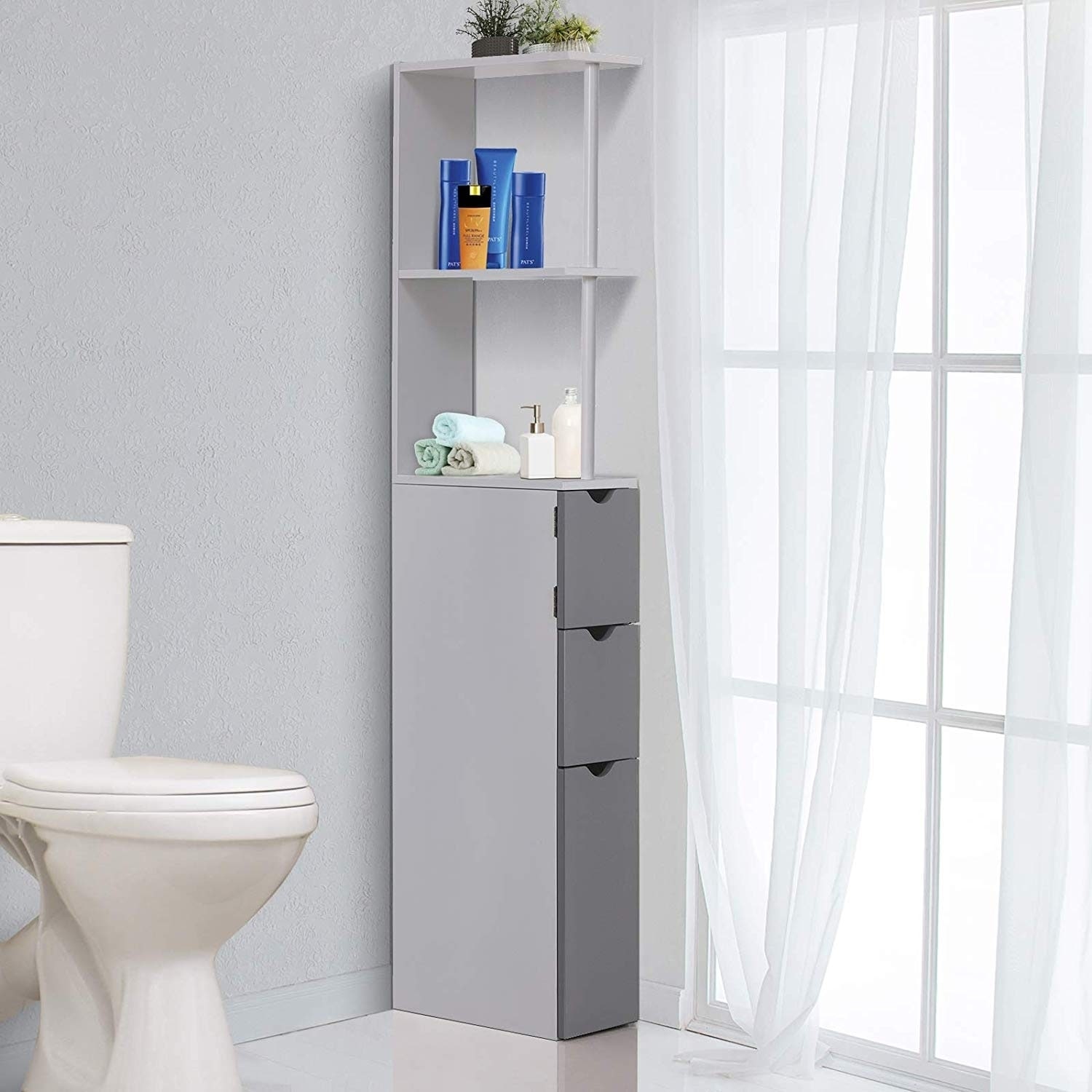 Shop Bathroom Tower Storage Cabinet 6 W X 13 D X 55 25 H On Sale Overstock 28302754