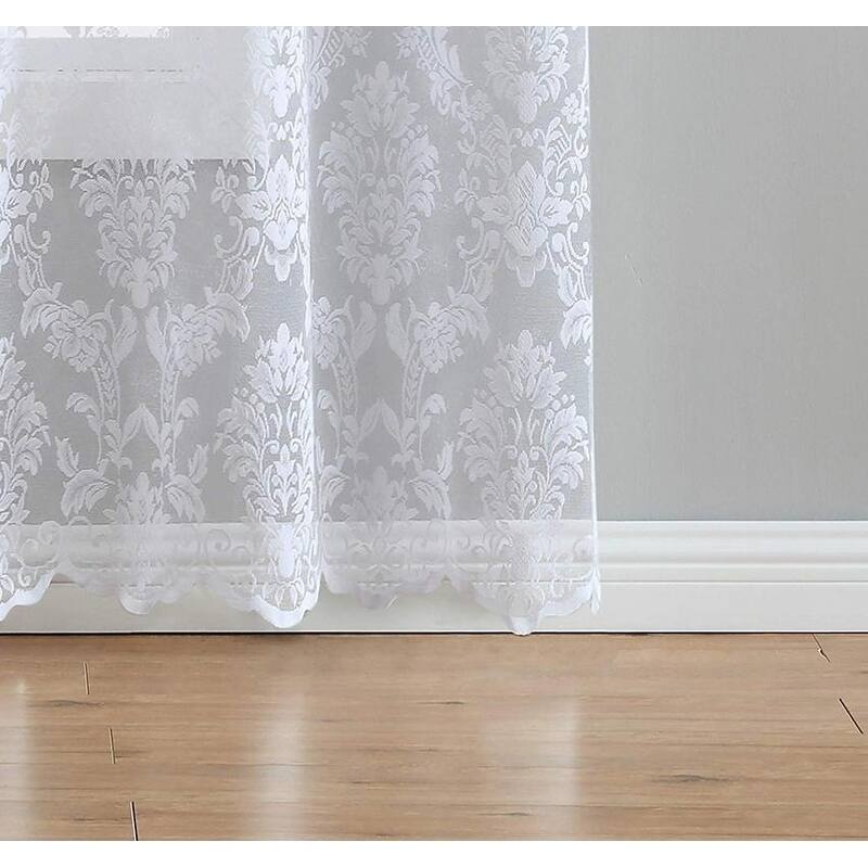 Gracewood Hollow Kulenovic Knitted Lace Medallion Curtain with Scalloped Bottom