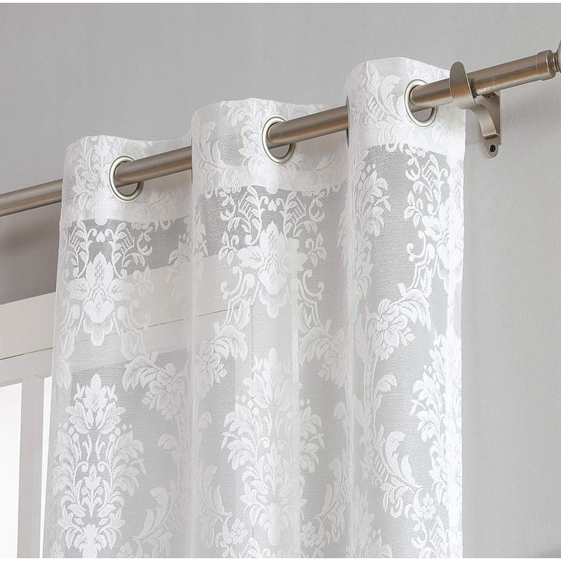 Gracewood Hollow Kulenovic Knitted Lace Medallion Curtain with Scalloped Bottom