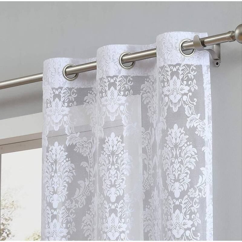 Gracewood Hollow Kulenovic Knitted Lace Medallion Curtain with Scalloped Bottom