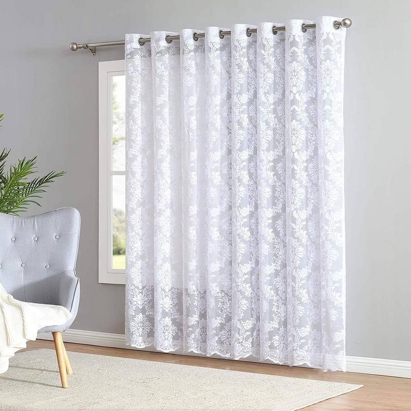 Gracewood Hollow Kulenovic Knitted Lace Medallion Curtain with Scalloped Bottom