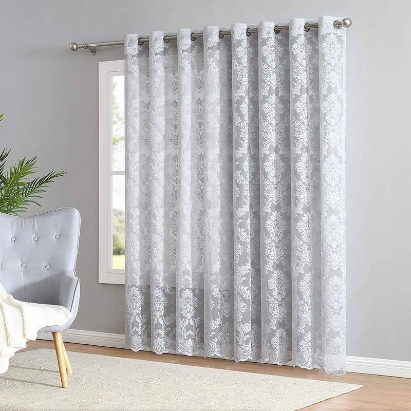 Gracewood Hollow Kulenovic Knitted Lace Medallion Curtain with Scalloped Bottom