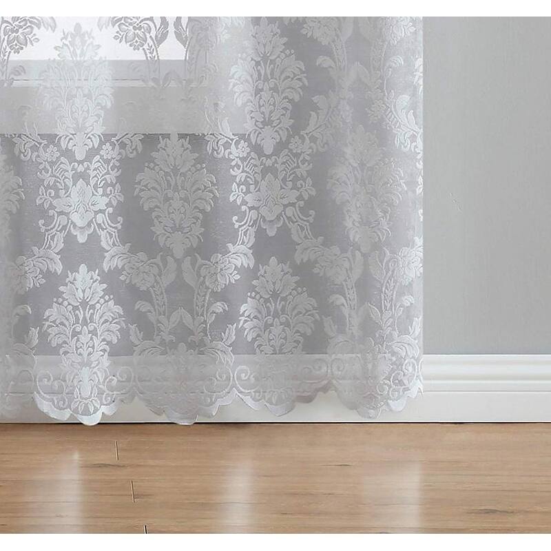 Gracewood Hollow Kulenovic Knitted Lace Medallion Curtain with Scalloped Bottom
