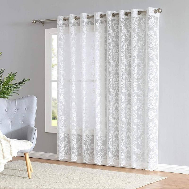 Gracewood Hollow Kulenovic Knitted Lace Medallion Curtain with Scalloped Bottom