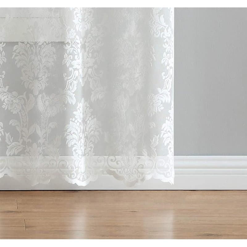 Gracewood Hollow Kulenovic Knitted Lace Medallion Curtain with Scalloped Bottom