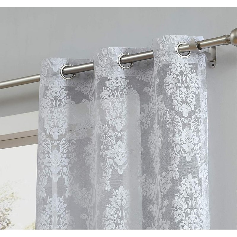 Gracewood Hollow Kulenovic Knitted Lace Medallion Curtain with Scalloped Bottom