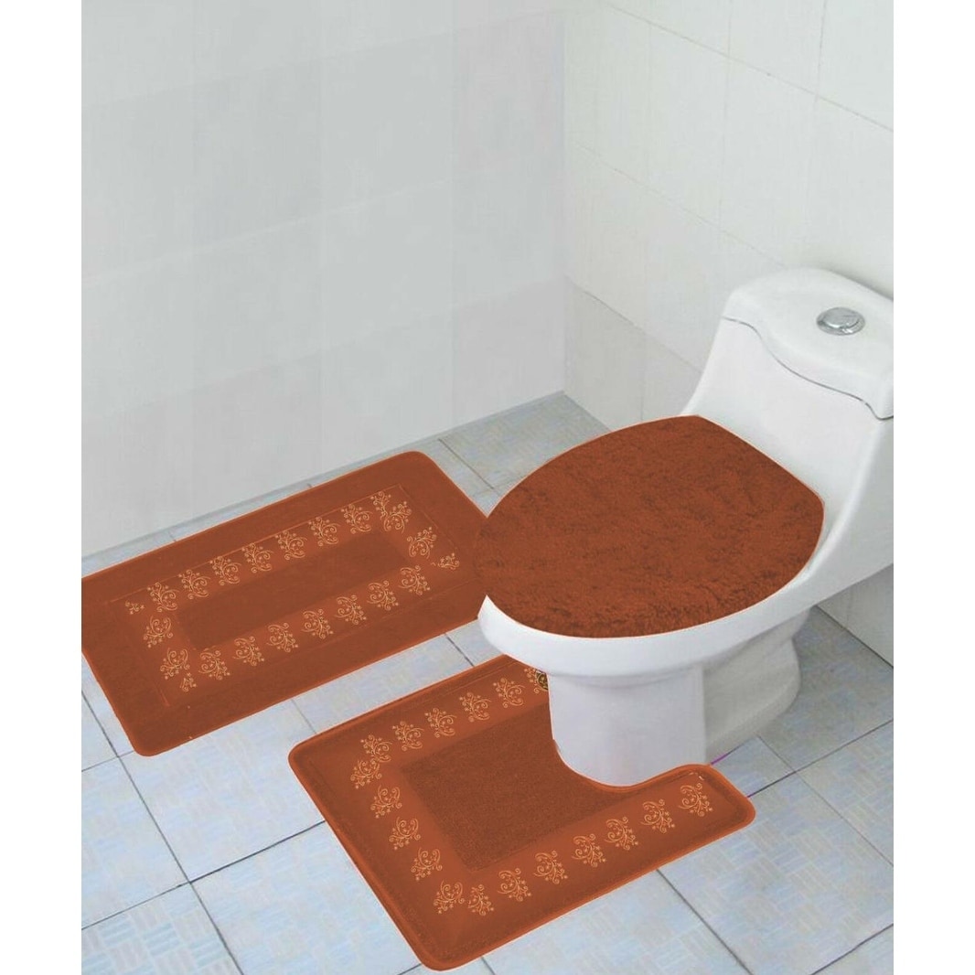 orange bath mat set