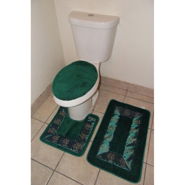 green bathroom rug set